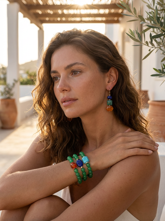 Deva Green Onyx Bracelets Carnelian, Lapis Lazuli & Amazonite