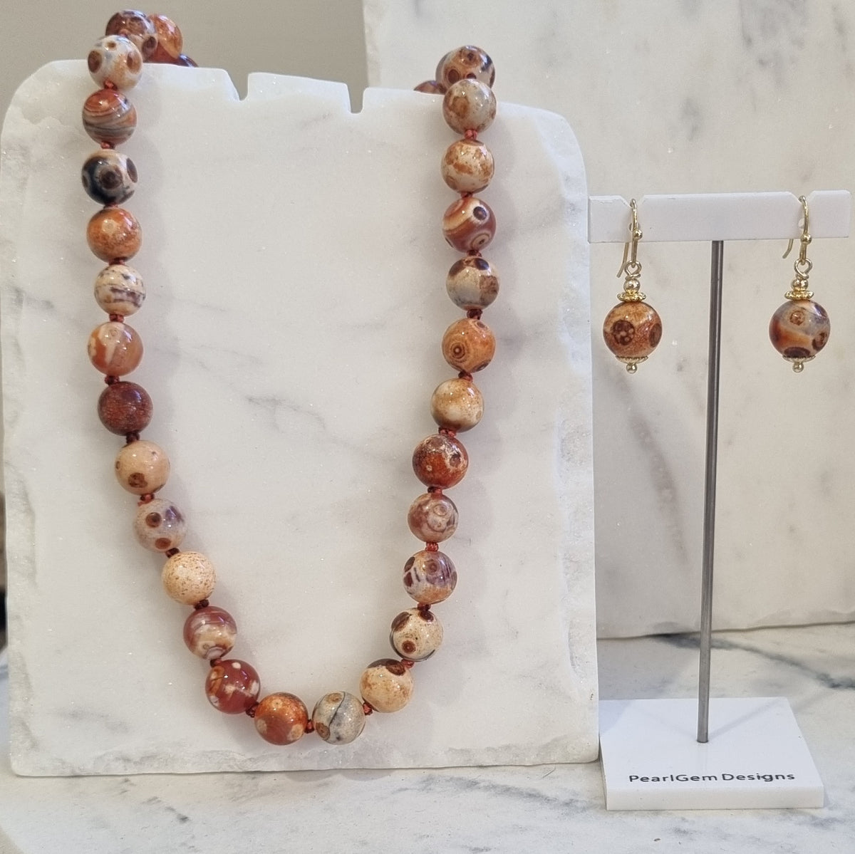Dream Fire Agate earrings and necklace