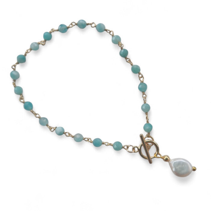 Duco Amazonite Chain & Freshwater Pearl Bracelet