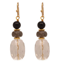 Ebon Onyx, Labradorite & Clear Quartz drop Earrings