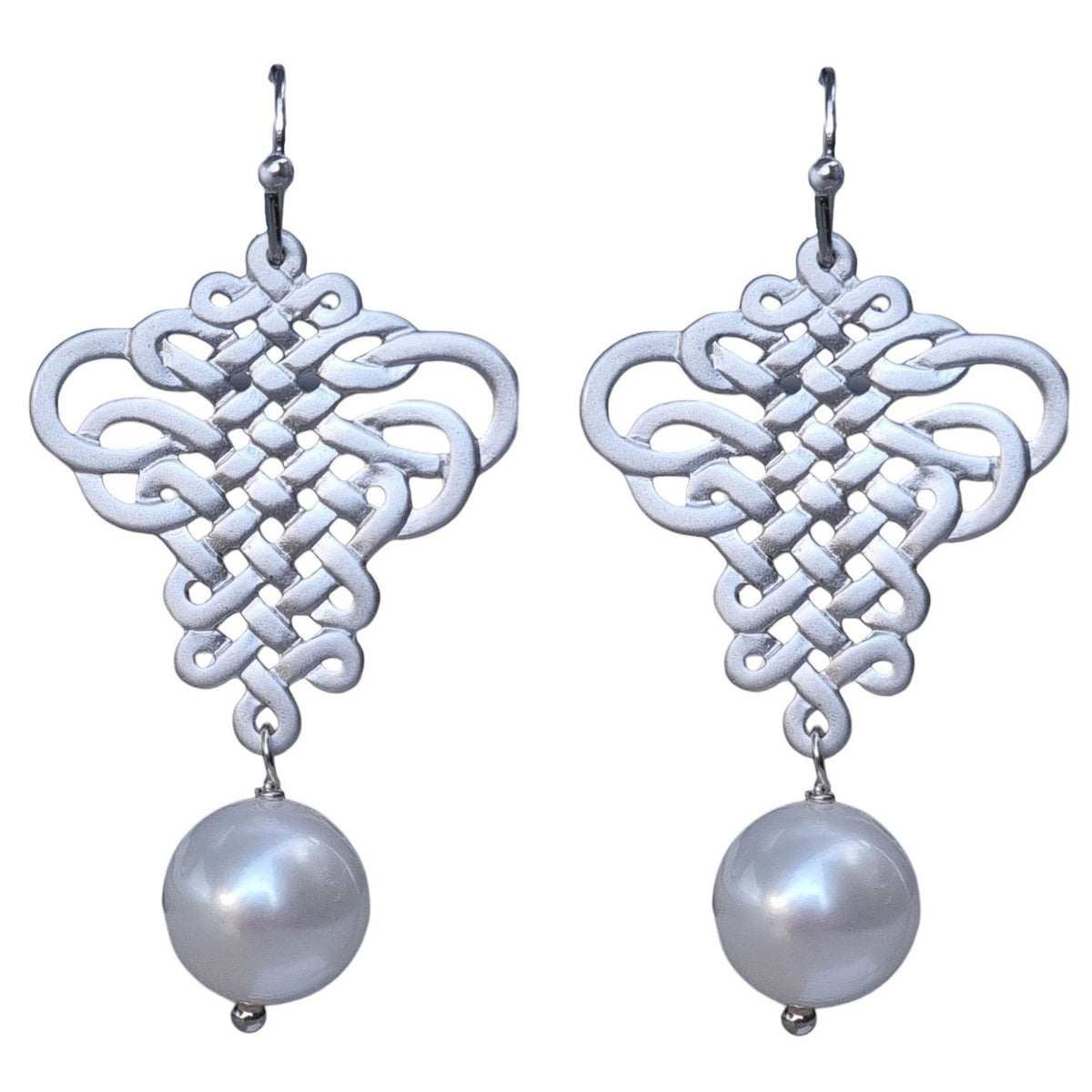 French Ribbon Freshwater Pearl Earrings Silver or Gold