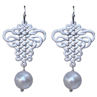 French Ribbon Freshwater Pearl Earrings Silver or Gold