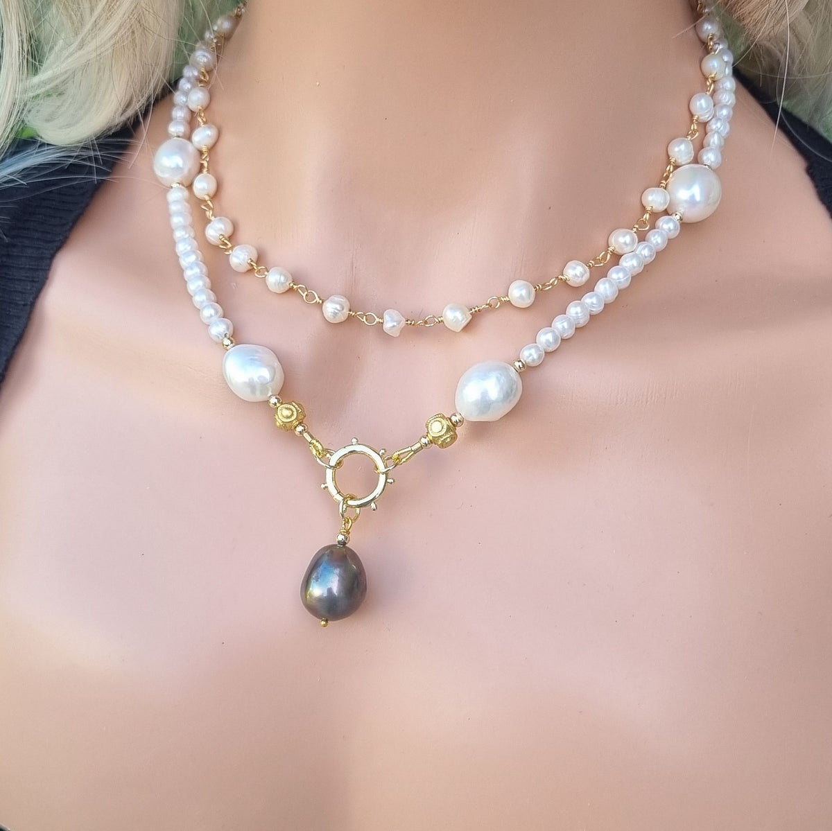 Gigi Freshwater Pearl Choker Charm Necklace