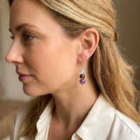 Genova Amethyst, Smokey Quartz and Blue Topaz Gold Filled Earrings