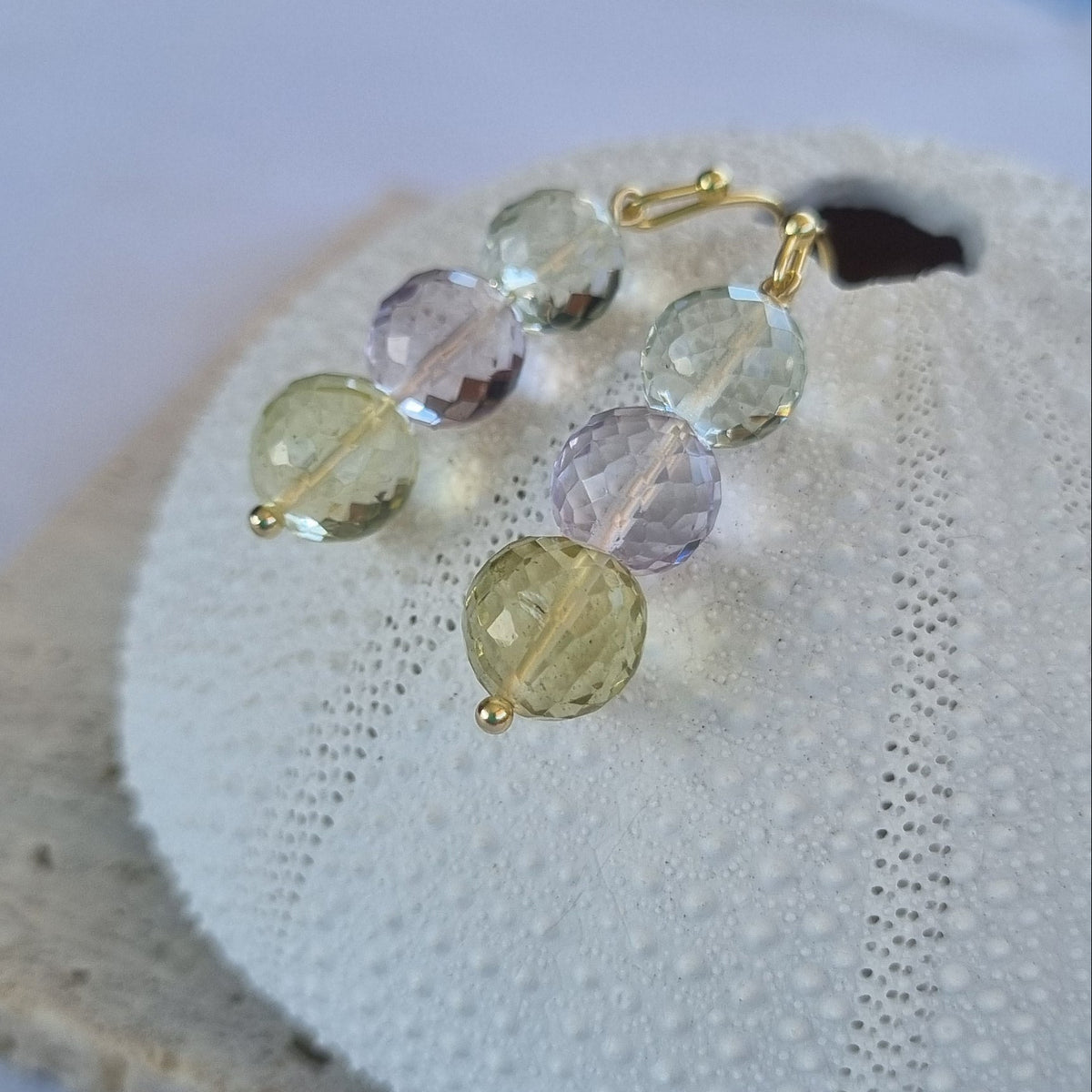 Genova Lemon Quartz and Amethyst Gold Filled Earrings