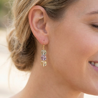 Genova Lemon Quartz and Amethyst Gold Filled Earrings