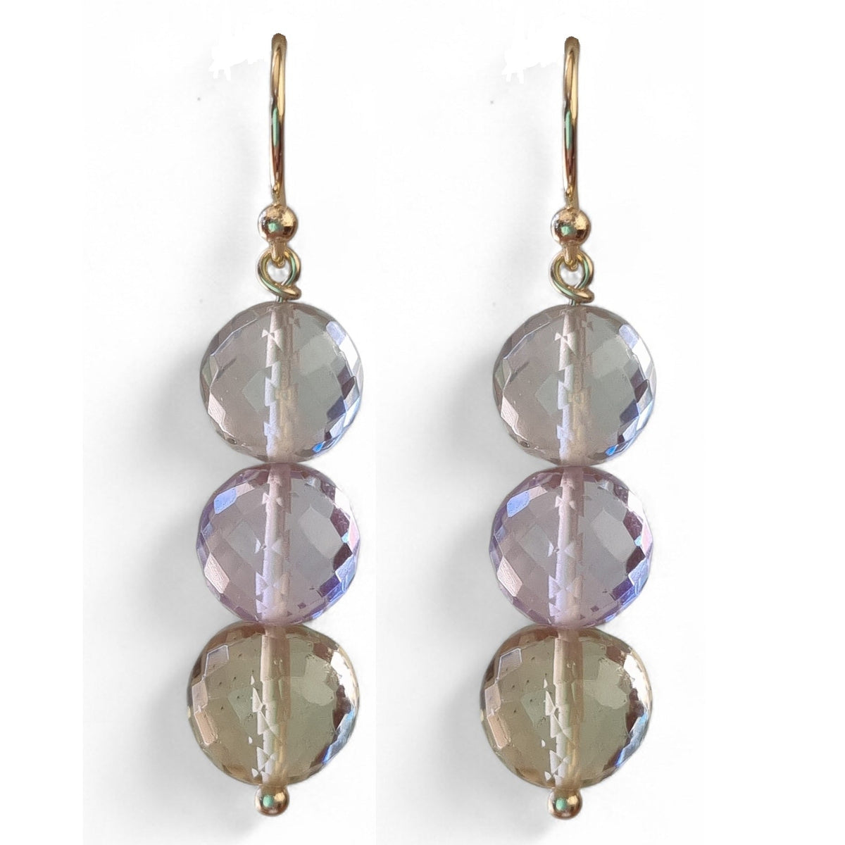 Genova Lemon Quartz and Amethyst Gold Filled Earrings