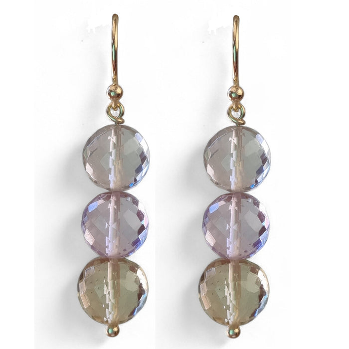 Genova Lemon Quartz and Amethyst Gold Filled Earrings