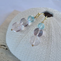 Genova Rose Quartz, Amethyst and Blue Topaz Gold Filled Earrings