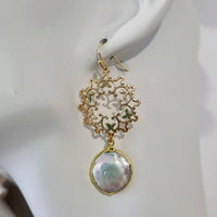 Golden Wreath Freshwater Pearl Earrings
