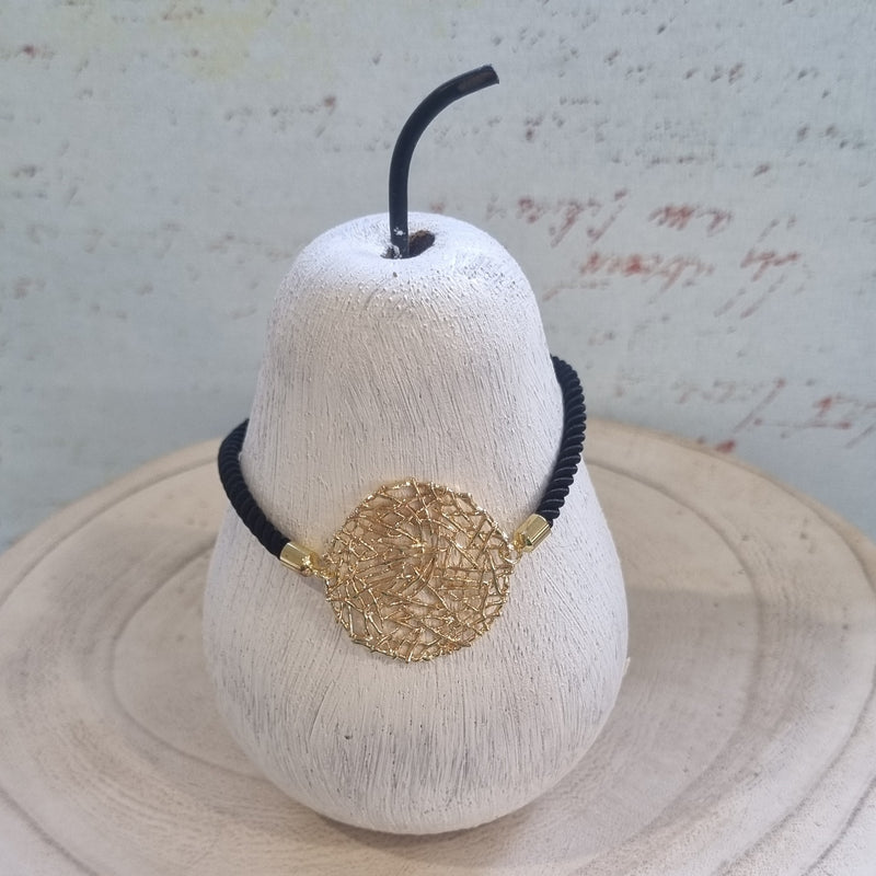Grace Adjustable woven Gold disc Bracelet