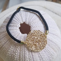 Grace Adjustable woven Gold disc Bracelet