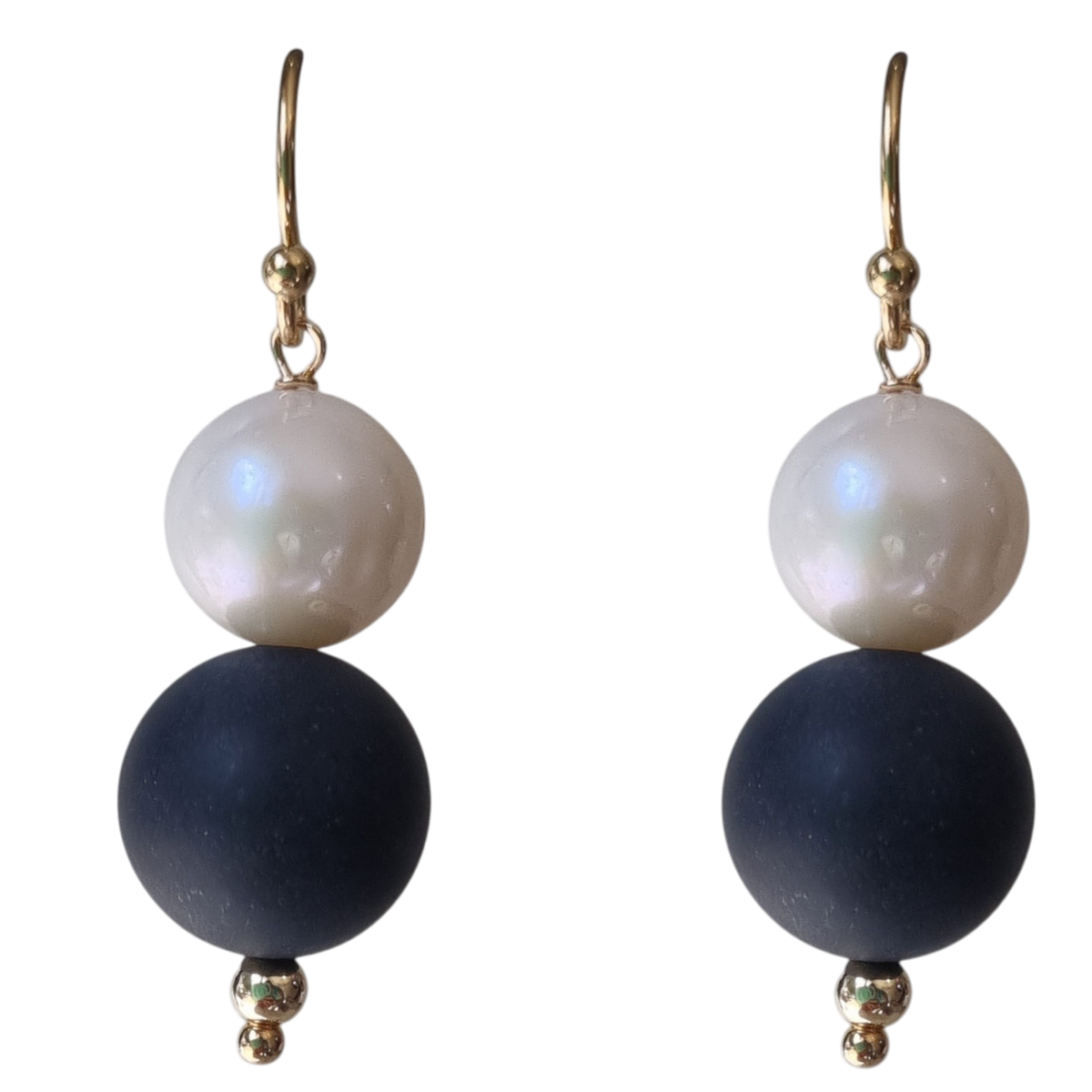 Holly Matte Onyx and Freshwater Pearl Earrings
