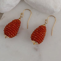 Lulu Red Jade Beaded Teardrop Earrings