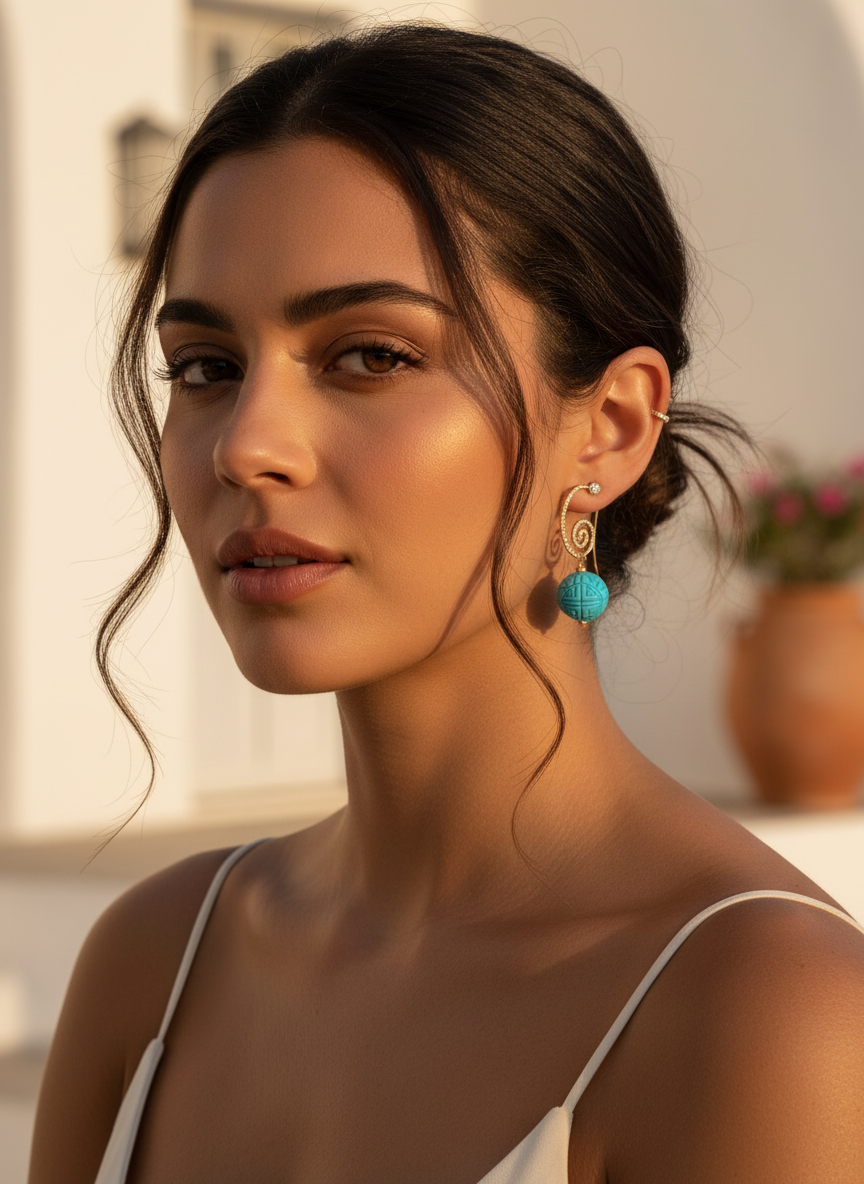 Ila Carved Turquoise Earrings