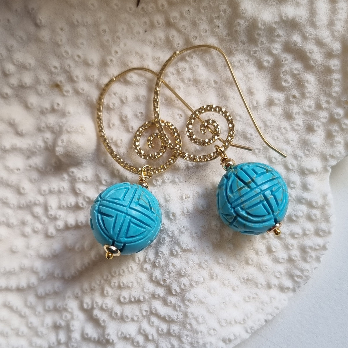 Ila Carved Turquoise Earrings