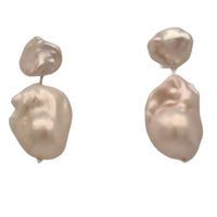 Iris Freshwater Keshi Pearl Sterling Silver stud earrings with add on drops