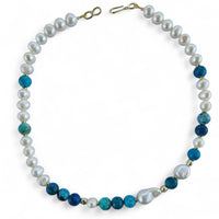 Isola Blue Opal and Baroque Freshwater Pearl necklace