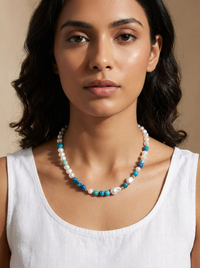 Isola Blue Opal and Baroque Freshwater Pearl necklace