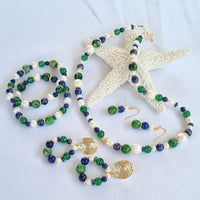 Izabella Lapis Lazuli, Pearl, Green Onyx and Jasper Necklace