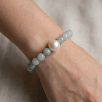 Jade and Freshwater Pearl Elastic Bracelet