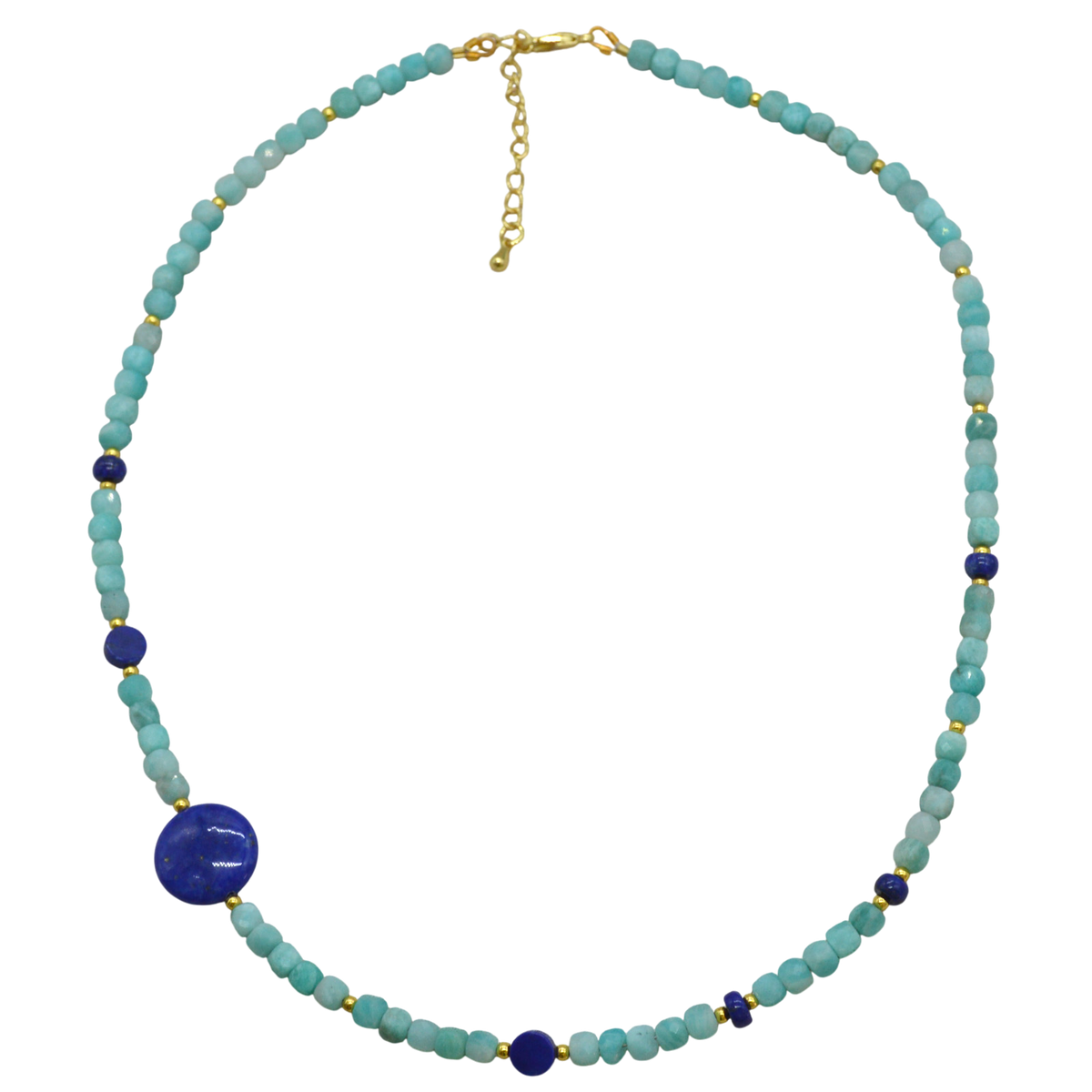 Jasmine Amazonite and Lapis Lazuli Necklace