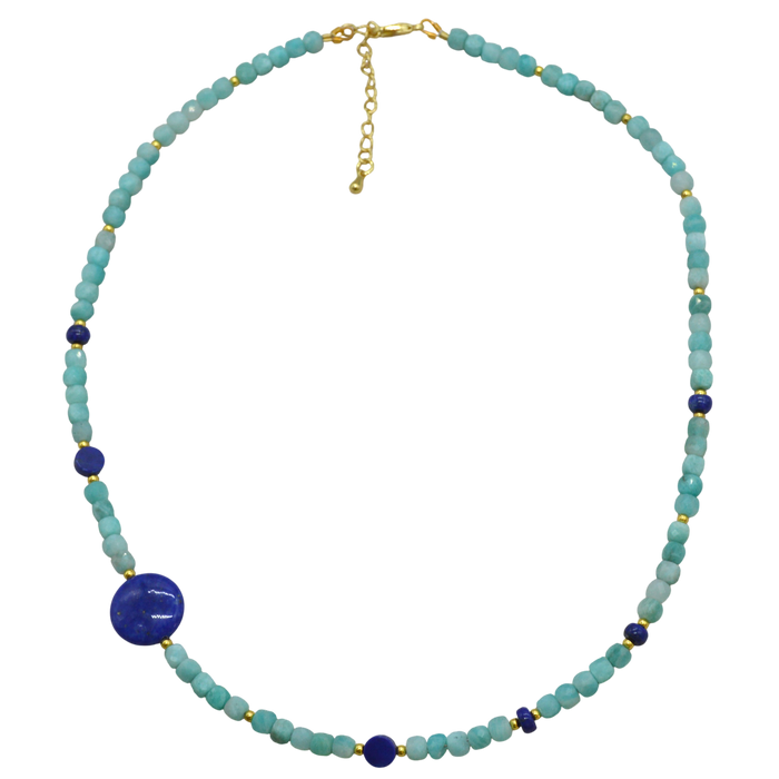 Jasmine Amazonite and Lapis Lazuli Necklace