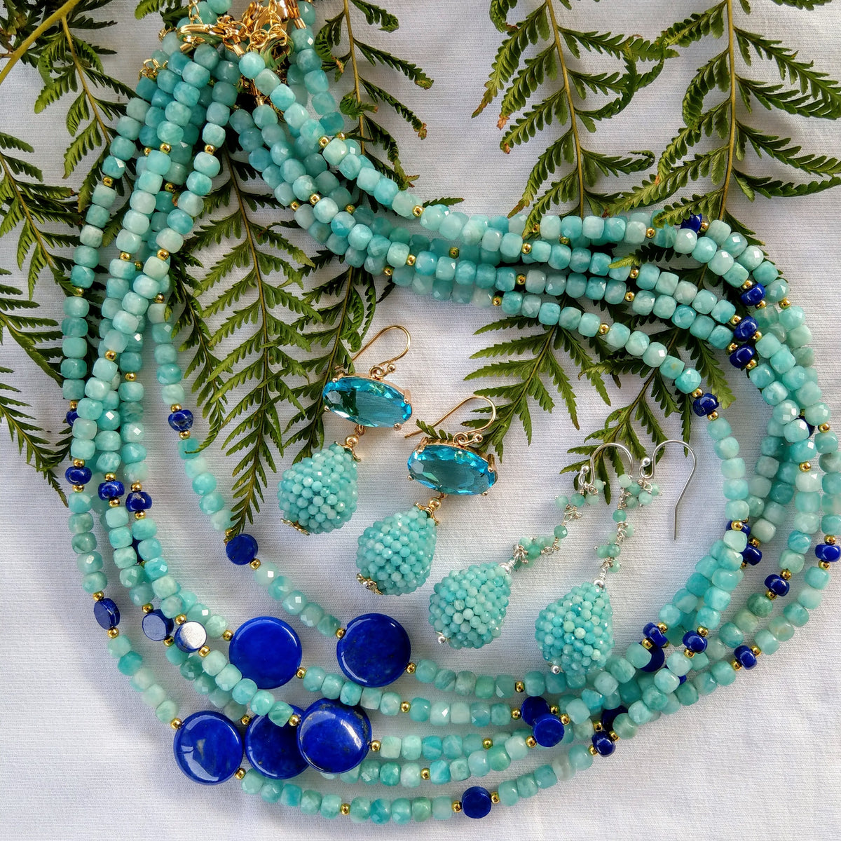 Jasmine Amazonite and Lapis Lazuli Necklace