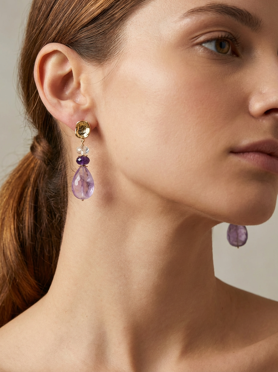 Joanna 3 colour Amethyst Earrings