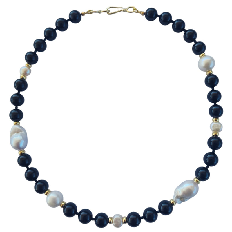 Joyla Onyx and Pearl Necklace