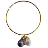 Keir Two Tone Baroque Pearl Charm Bangle