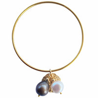 Keir Two Tone Baroque Pearl Charm Bangle