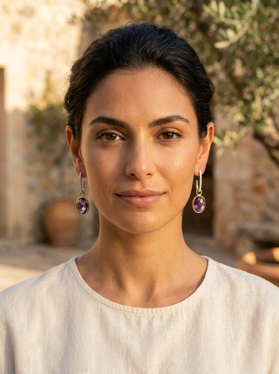 Kirsten Stud Earrings with Interchangeable Oval Charms available seperately
