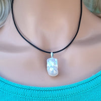 La Perla Large Baroque Pearl Sterling Silver Pendant and Leather Necklace