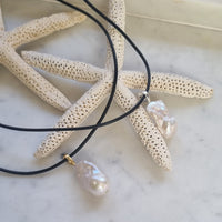 La Perla Large Baroque Pearl Sterling Silver Pendant and Leather Necklace
