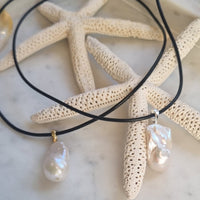 La Perla Large Baroque Pearl Sterling Silver Pendant and Leather Necklace
