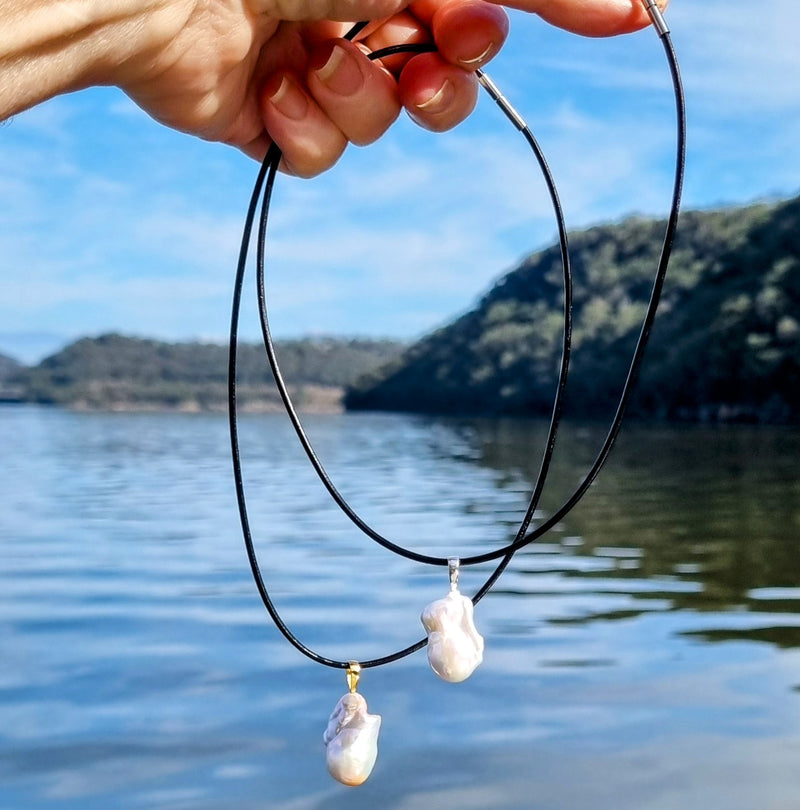 La Perla Large Baroque Pearl Sterling Silver Pendant and Leather Necklace