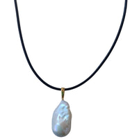 La Perla Large Baroque Pearl Sterling Silver Pendant and Leather Necklace