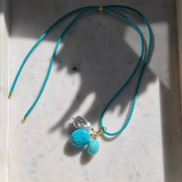 La Petite Adjustable Sliding Cord necklaces-Blue Aqua