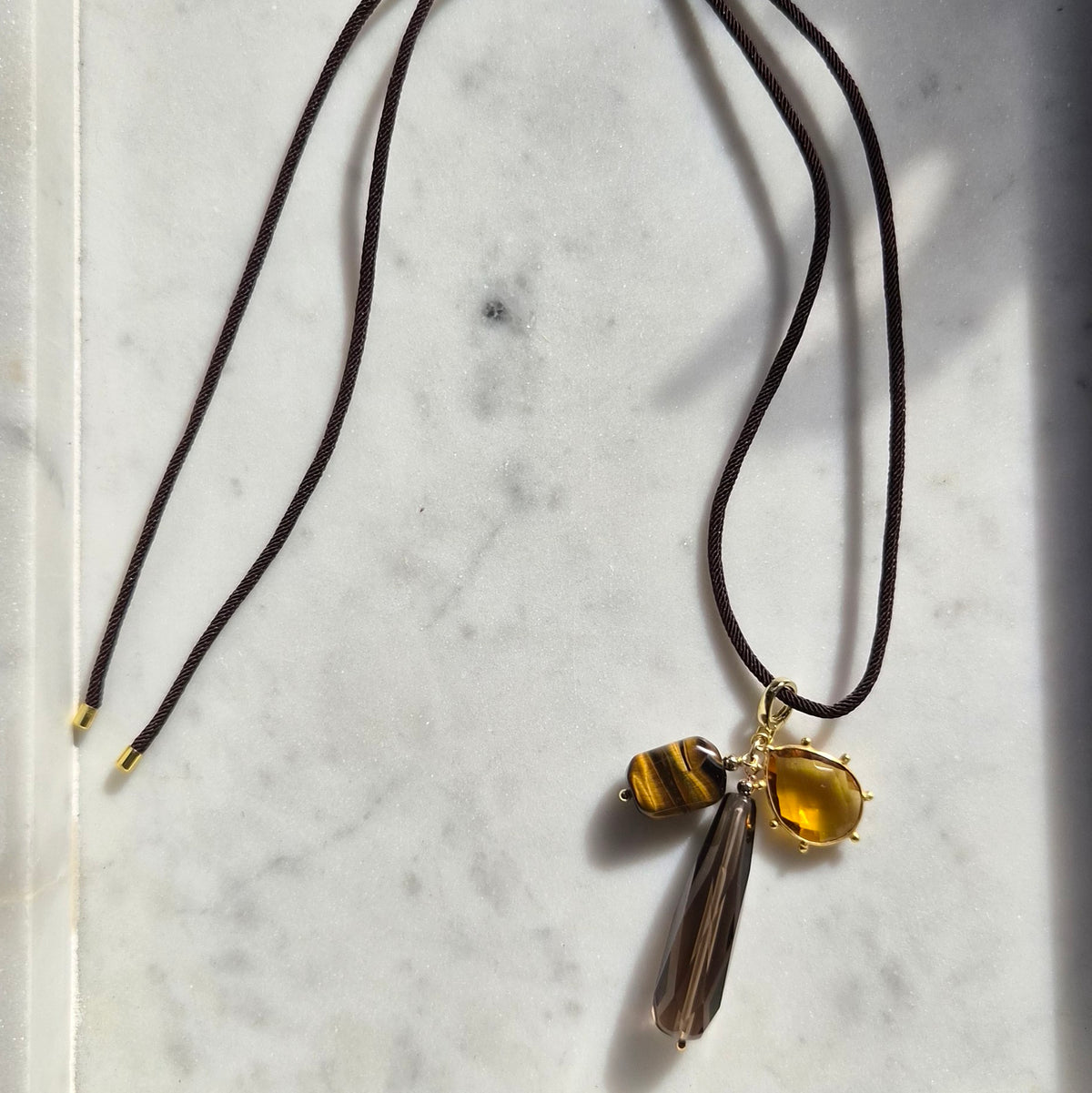La Petite Adjustable Sliding Cord necklaces-Chocolate