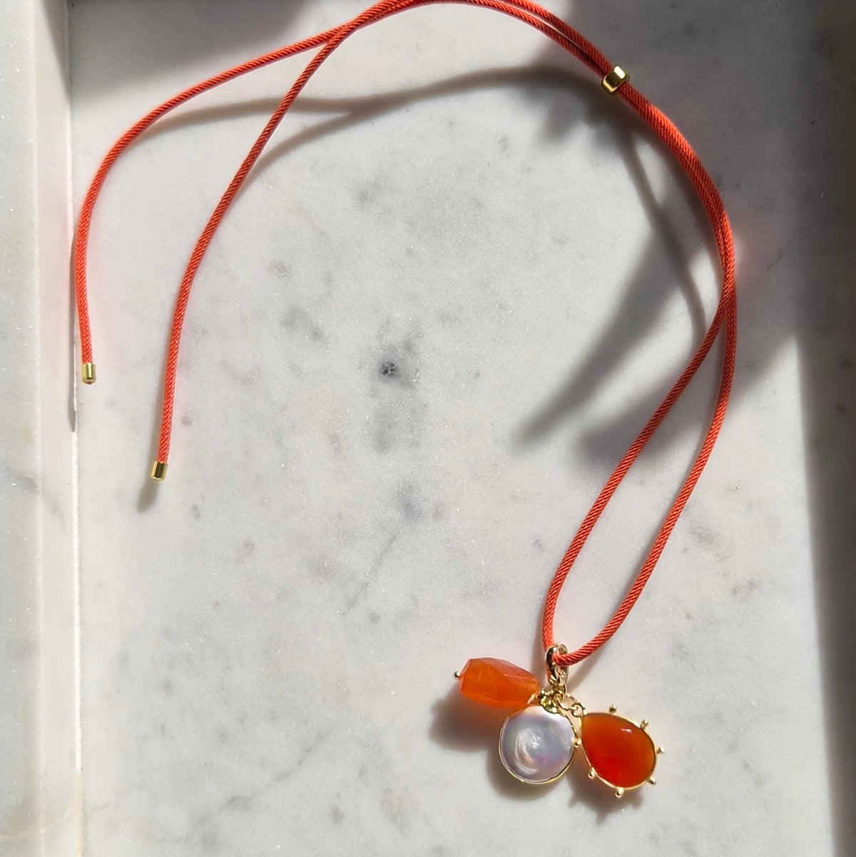 La Petite Adjustable Sliding Cord necklaces-Orange