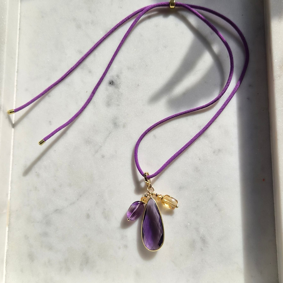 La Petite Adjustable Sliding Cord necklaces-Purple