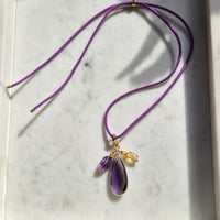 La Petite Adjustable Sliding Cord necklaces-Purple