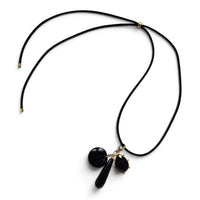 La Petite Adjustable Sliding Cord necklaces-Black onyx 