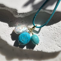La Petite Adjustable Sliding Cord necklaces-Blue Aqua