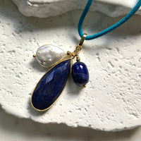 La Petite Adjustable Sliding Cord necklaces-Blue Sea