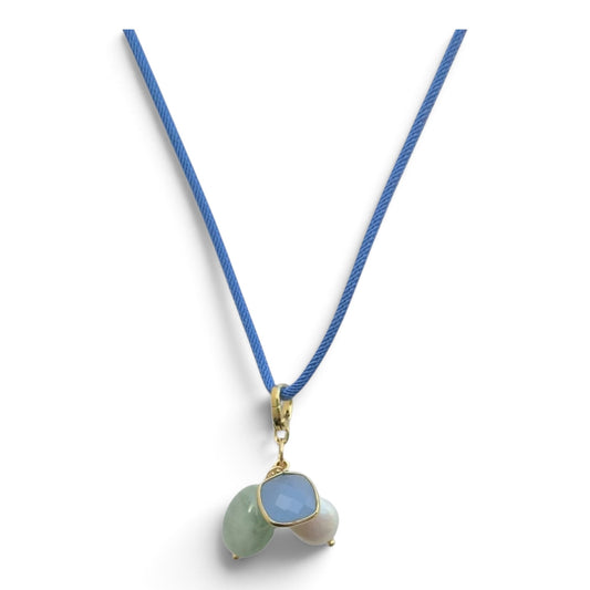 La Petite Adjustable Sliding Cord necklaces-Blue Sky