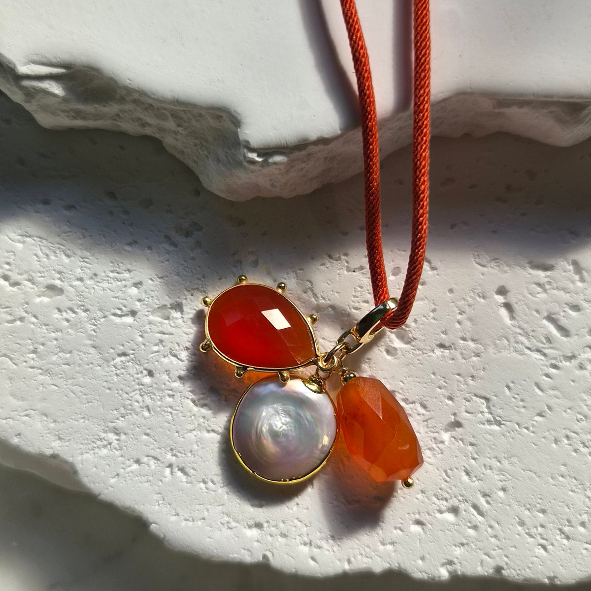 La Petite Adjustable Sliding Cord necklaces-Orange
