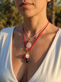 La Petite Adjustable Sliding Cord necklaces-Red