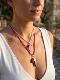 La Petite Adjustable Sliding Cord necklaces-Red
